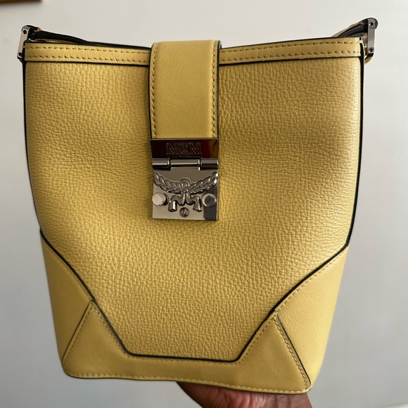 MCM Yellow Leather Shoulder Bag - Picture 1 of 11
